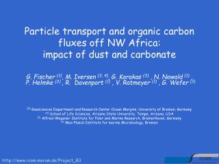 Particle transport and organic carbon fluxes off NW Africa: impact of dust and carbonate