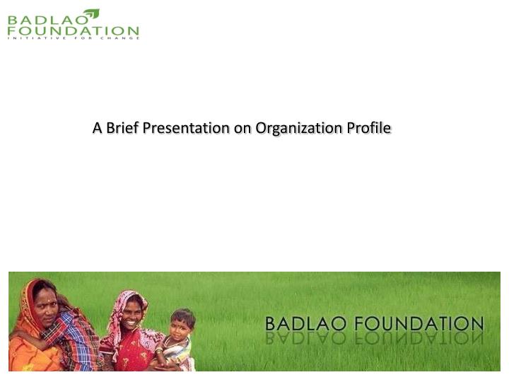 a brief presentation on organization profile