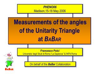 Measurements of the angles of the Unitarity Triangle at B A B AR