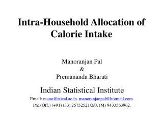 Intra-Household Allocation of Calorie Intake
