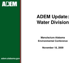 ADEM Update: Water Division