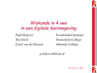 wiskunde in 4 vwo in een digitale leeromgeving