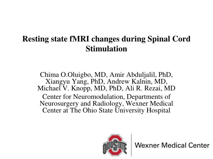 resting state fmri changes during spinal cord stimulation