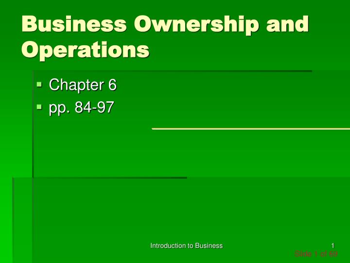 business ownership and operations