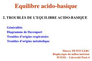 equilibre acido basique