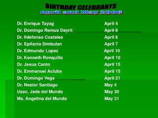 BIRTHDAY CELEBRANTS