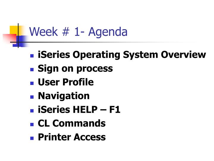 week 1 agenda