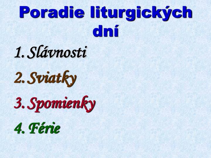 poradie liturgick ch dn