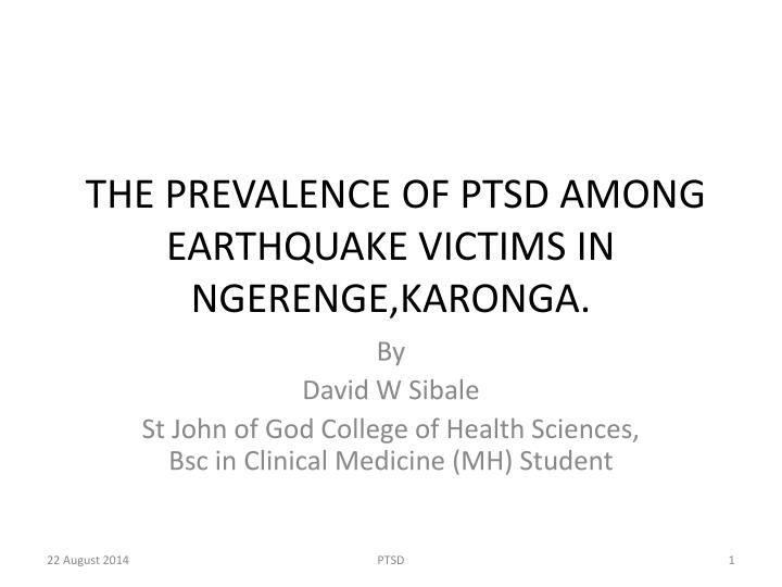 the prevalence of ptsd among earthquake victims in ngerenge karonga