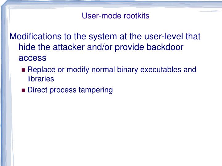 user mode rootkits