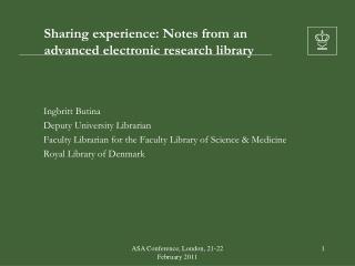 Sharing experience: Notes from an advanced electronic research library