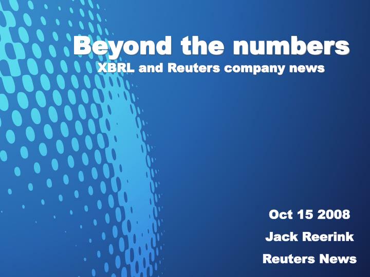 beyond the numbers xbrl and reuters company news