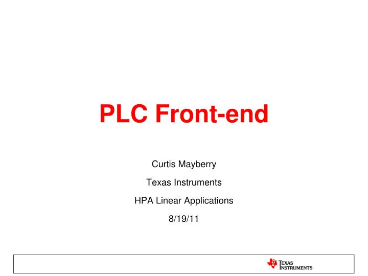 plc front end