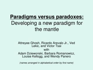 Paradigms versus paradoxes: Developing a new paradigm for the mantle