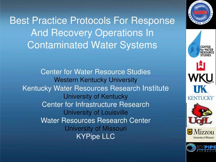 best practice protocols for response and recovery operations in contaminated water systems