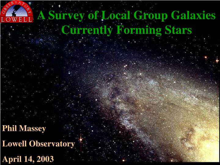 a survey of local group galaxies currently forming stars