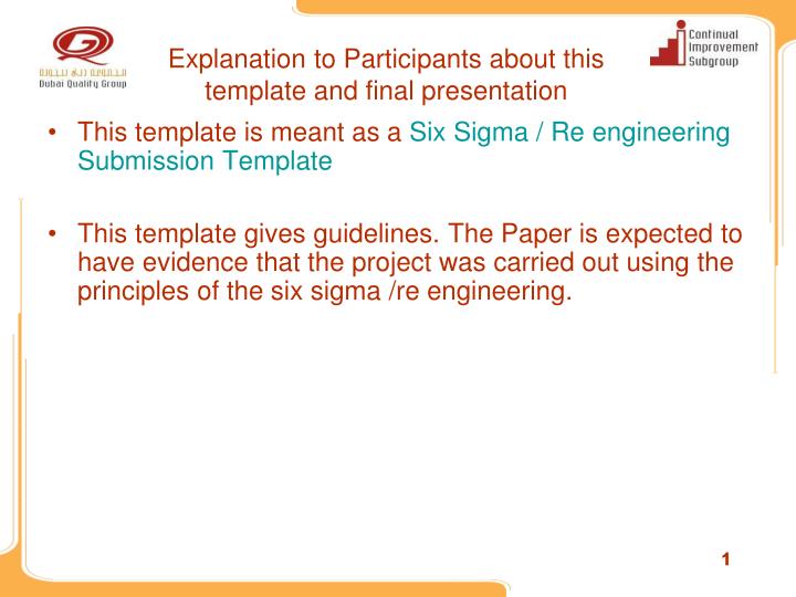 explanation to participants about this template and final presentation