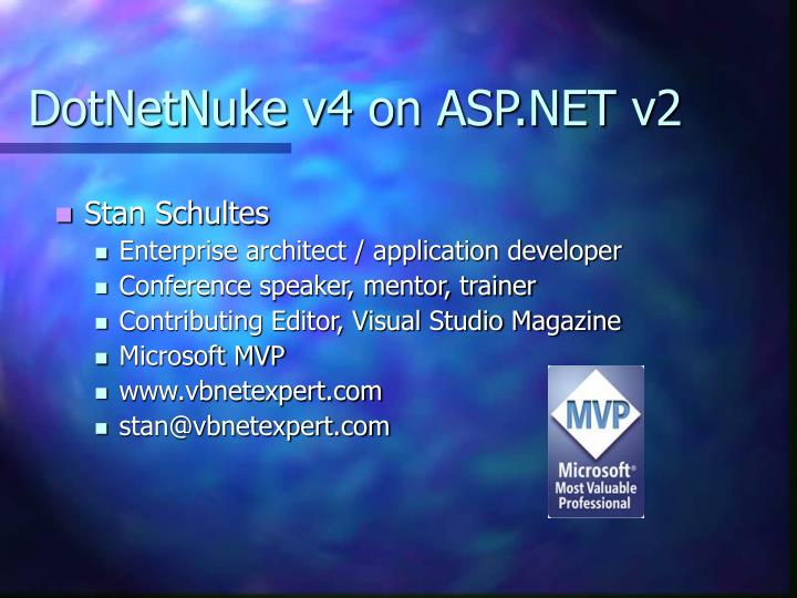 dotnetnuke v4 on asp net v2