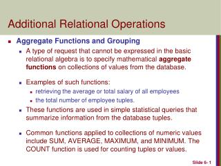Additional Relational Operations