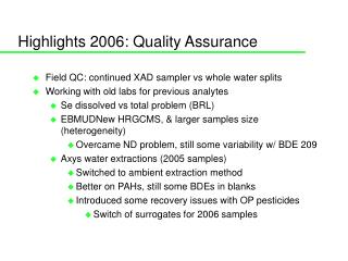 Highlights 2006: Quality Assurance