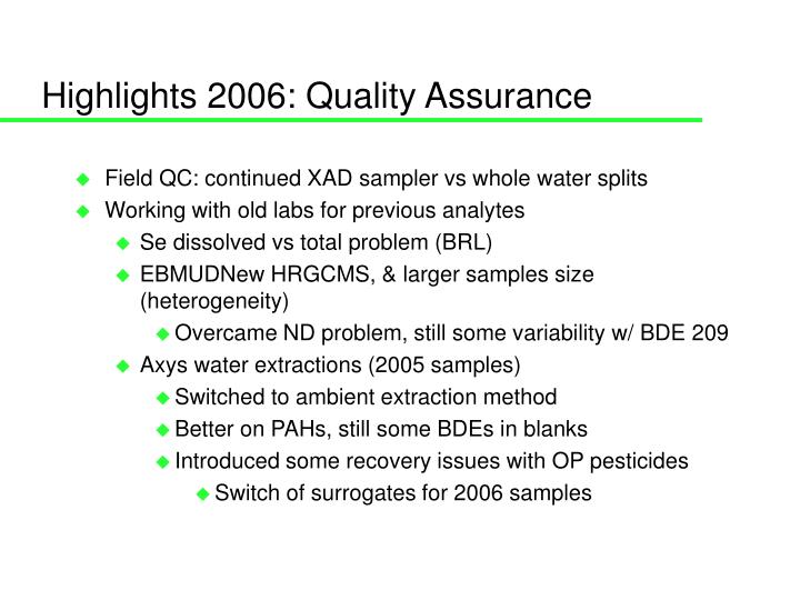 highlights 2006 quality assurance