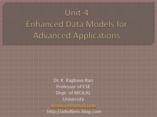Unit-4 Enhanced Data Models for Advanced Applications