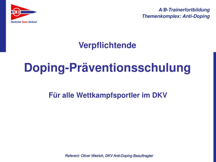 verpflichtende doping pr ventionsschulung