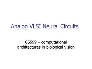 Analog VLSI Neural Circuits