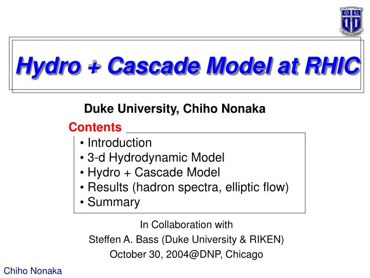 hydro cascade model at rhic