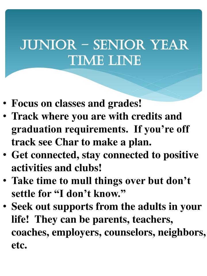 junior senior year time line