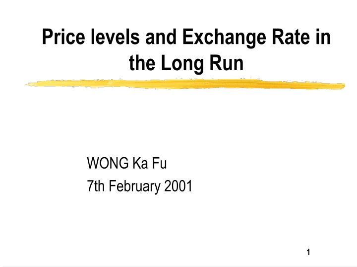price levels and exchange rate in the long run