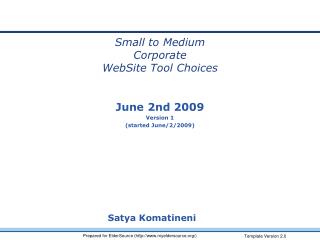 Small to Medium Corporate WebSite Tool Choices