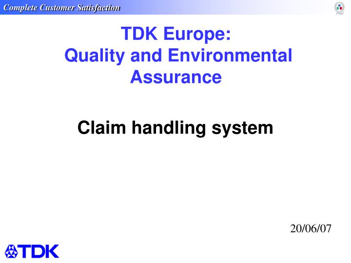 tdk europe quality and environmental assurance