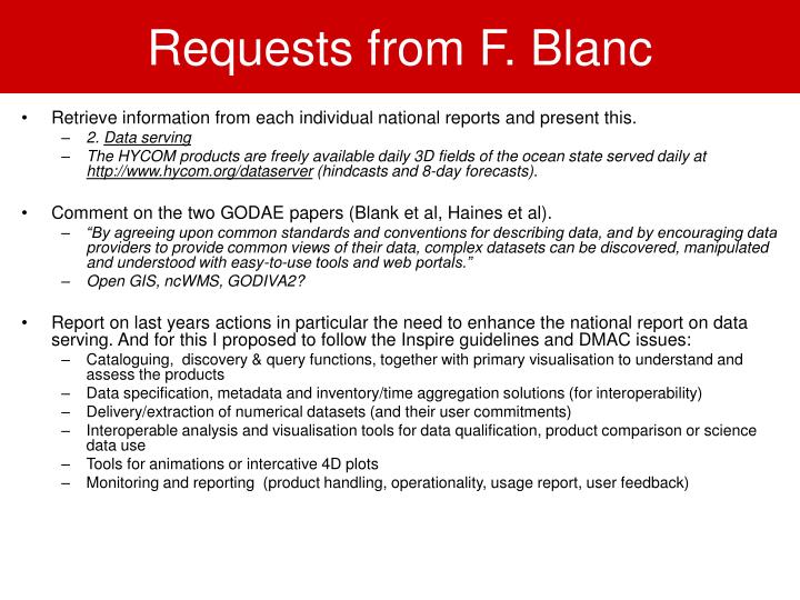requests from f blanc