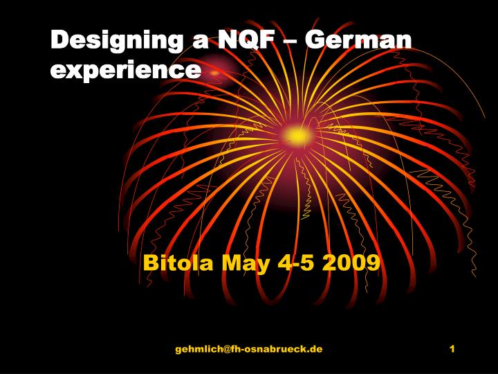 designing a nqf german experience