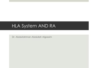 HLA System AND RA