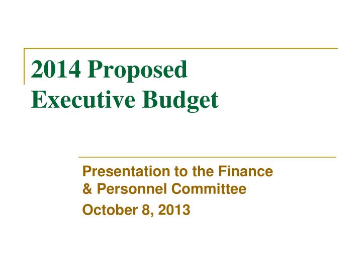 2014 proposed executive budget