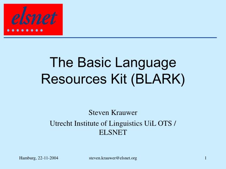 the basic language resources kit blark