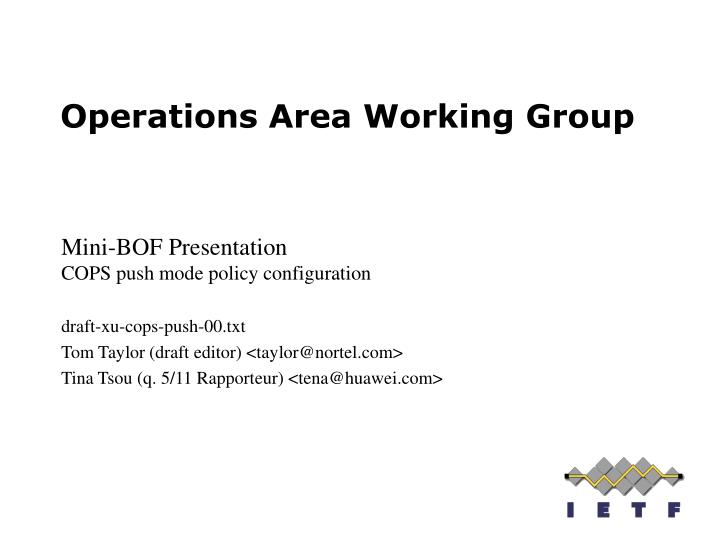 operations area working group