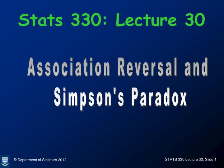 stats 330 lecture 30