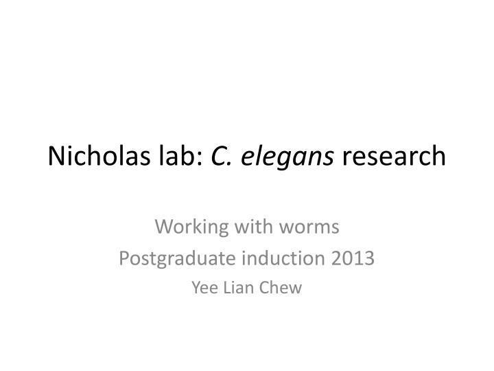 nicholas lab c elegans research