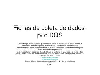 fichas de coleta de dados p o dqs