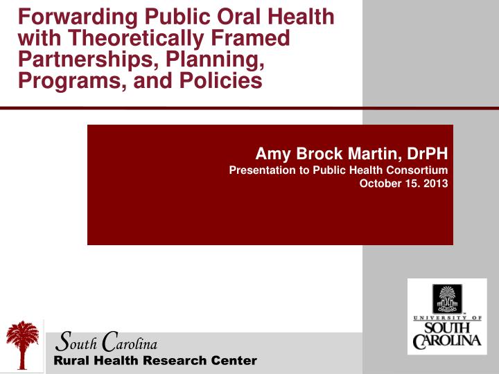 forwarding public oral health with theoretically framed partnerships planning programs and policies