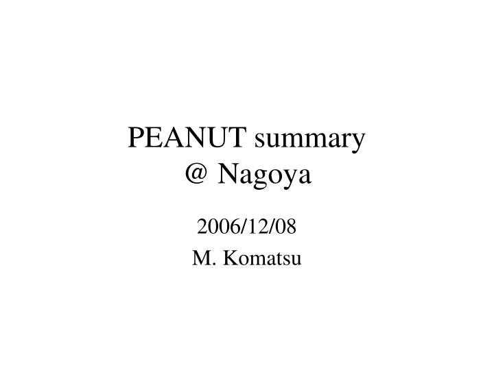 peanut summary @ nagoya