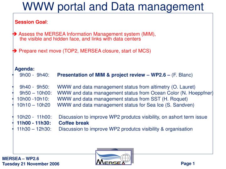 www portal and data management
