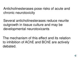 Anticholinesterases pose risks of acute and chronic neurotoxicity