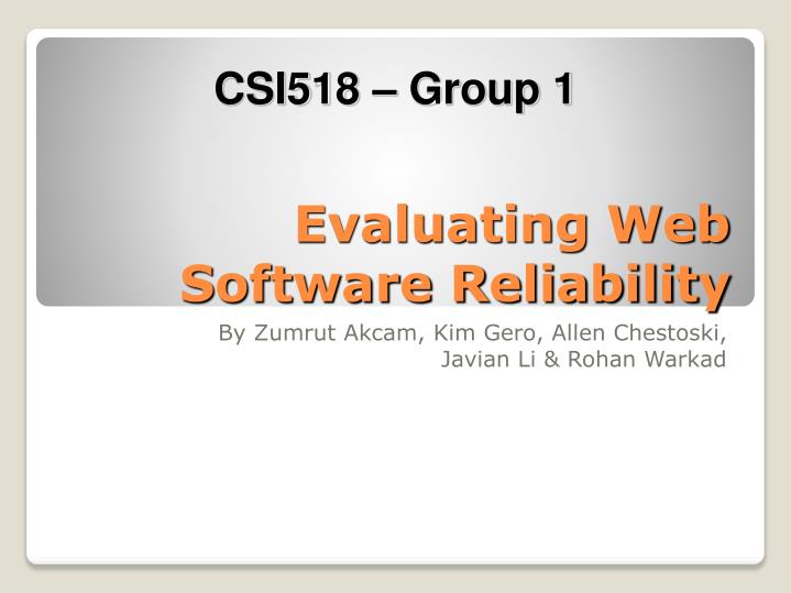 evaluating web software reliability