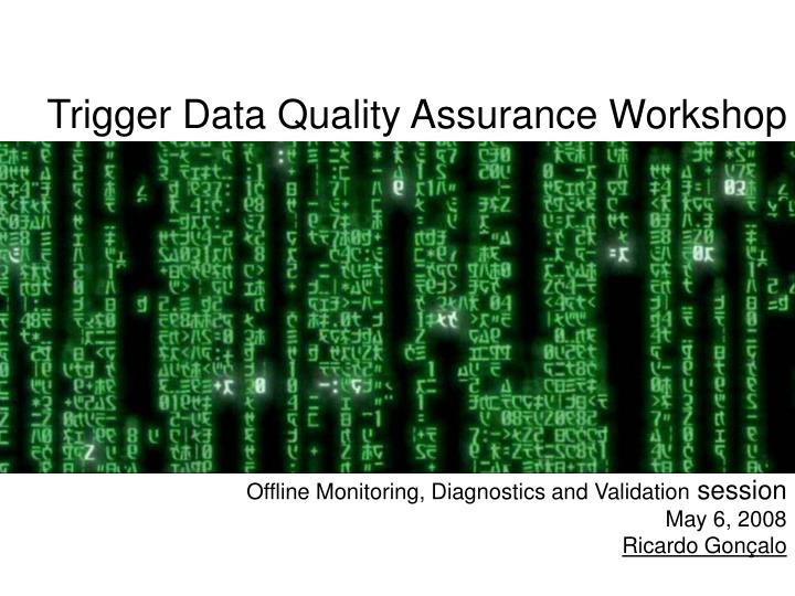 trigger data quality assurance workshop
