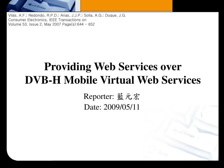 providing web services over dvb h mobile virtual web services