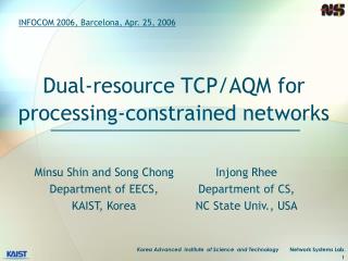 Dual-resource TCP/AQM for processing-constrained networks